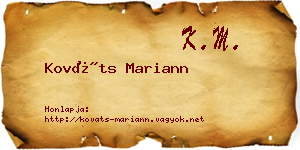 Kováts Mariann névjegykártya