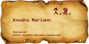 Kováts Mariann névjegykártya